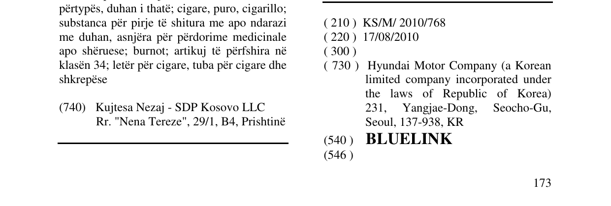 Zëri i markës BLUELINK në buletin