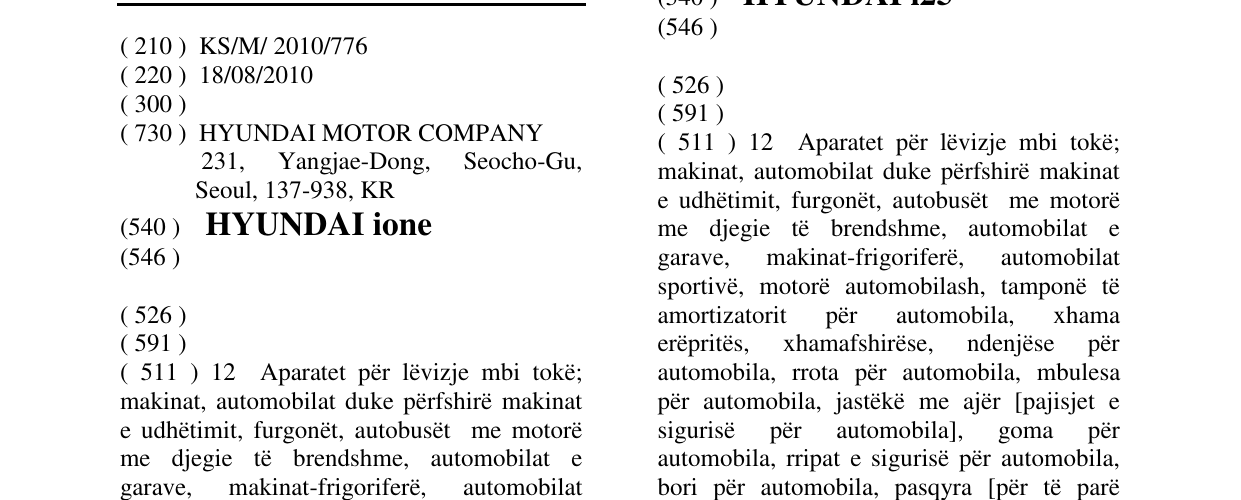 Zëri i markës HYUNDAI ione në buletin