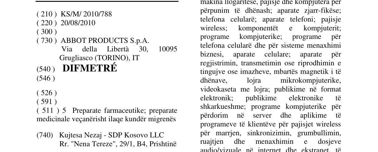 Zëri i markës DIFMETRÉ në buletin