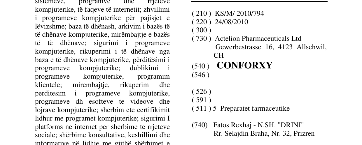 Zëri i markës CONFORXY në buletin