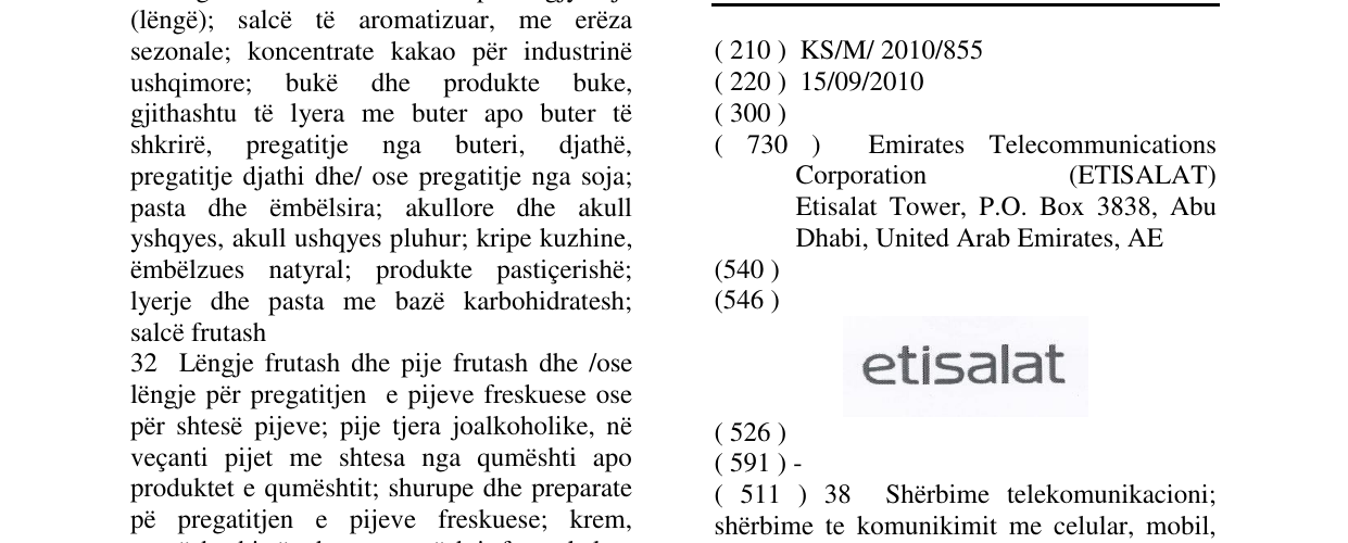 Zëri i markës etisalat në buletin