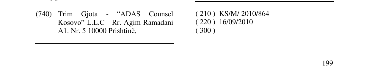 The entry of the trademark Mercator ACTIVE LIFE in the bulletin