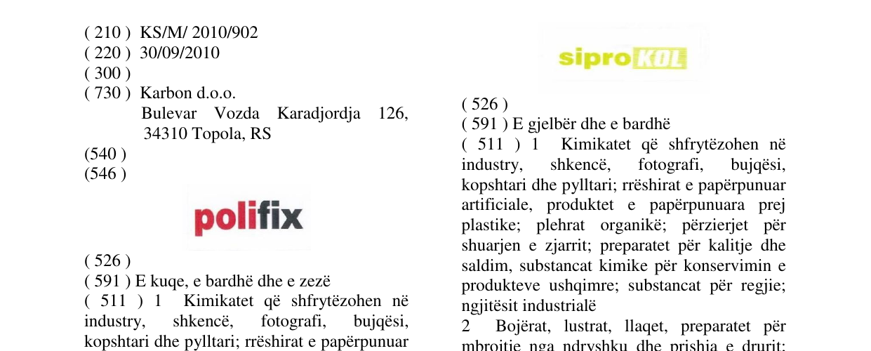 Zëri i markës polifix në buletin