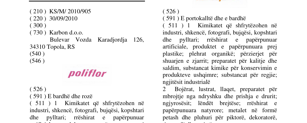 Zëri i markës poliflor në buletin