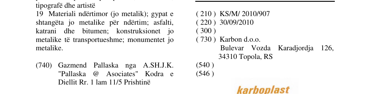 Zëri i markës karboplast në buletin