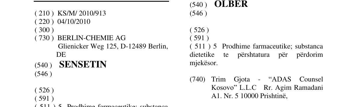 Zëri i markës SENSETIN në buletin