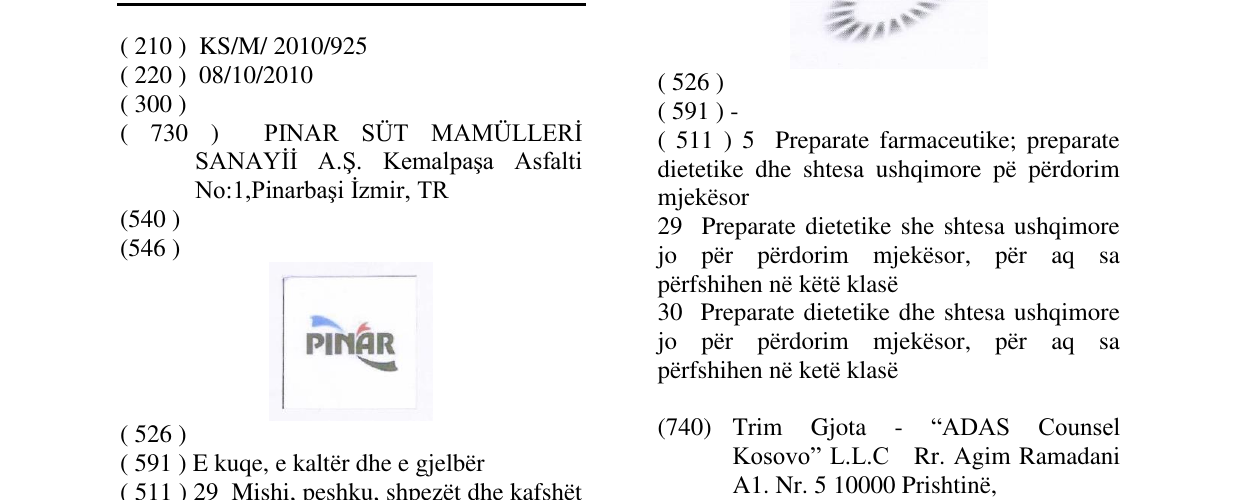 Zëri i markës PINAR në buletin