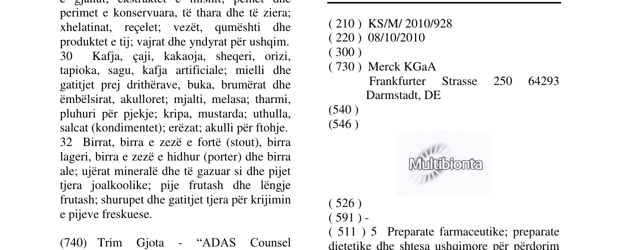Zëri i markës Multibionta në buletin