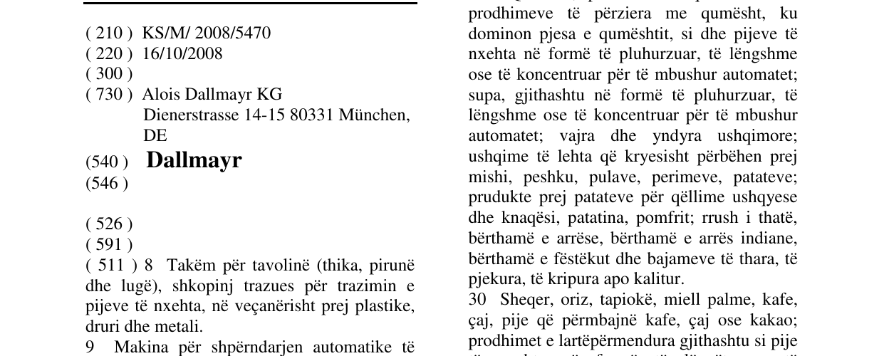 Zëri i markës Dallmayr në buletin
