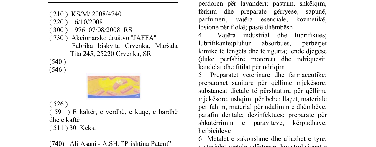 Zëri i markës KEKS në buletin