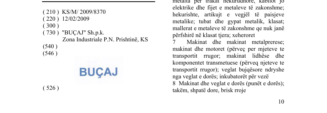Zëri i markës BUÇAJ në buletin