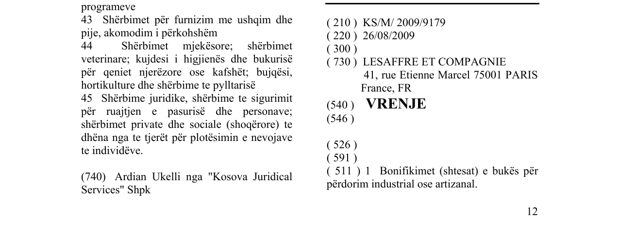 Zëri i markës VRENJE në buletin
