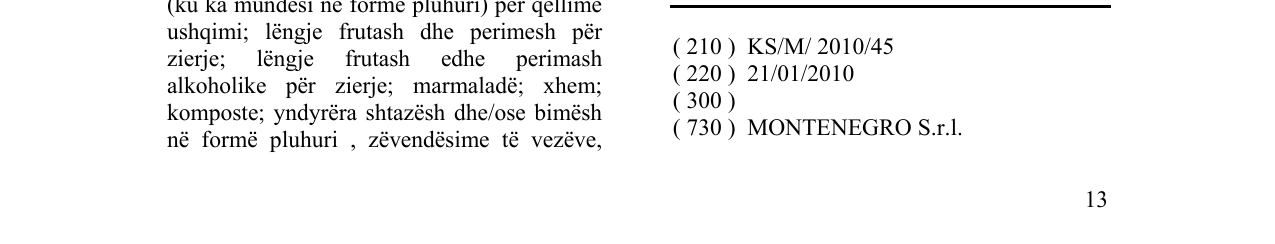 Zëri i markës Amaro Montenegro në buletin