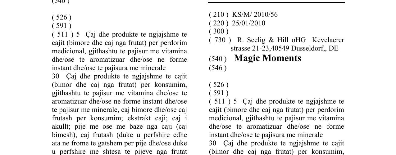 Zëri i markës Magic Moments në buletin