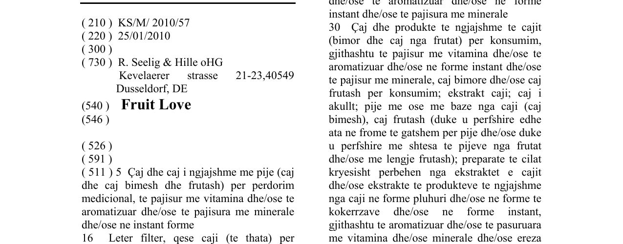 Zëri i markës Fruit Love në buletin