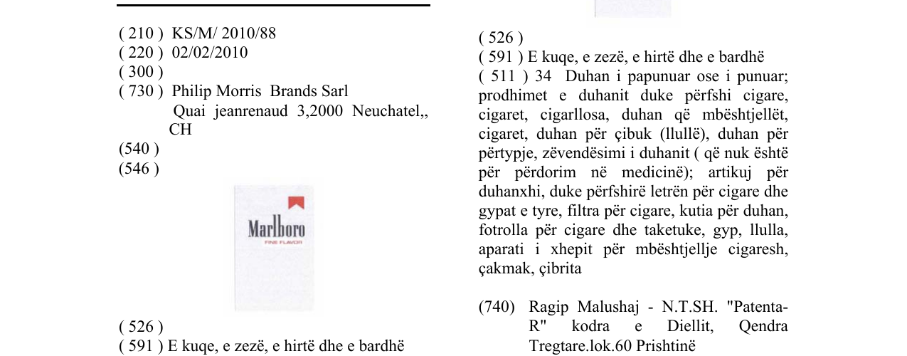 Zëri i markës Marlboro në buletin