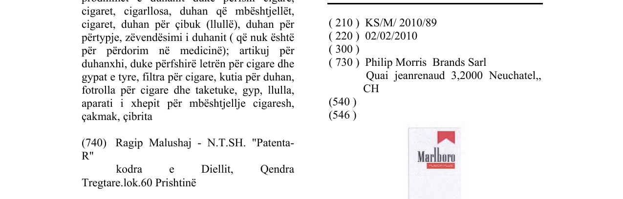 Zëri i markës Marlboro në buletin