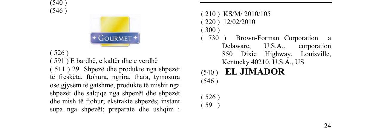 Zëri i markës EL JIMADOR në buletin