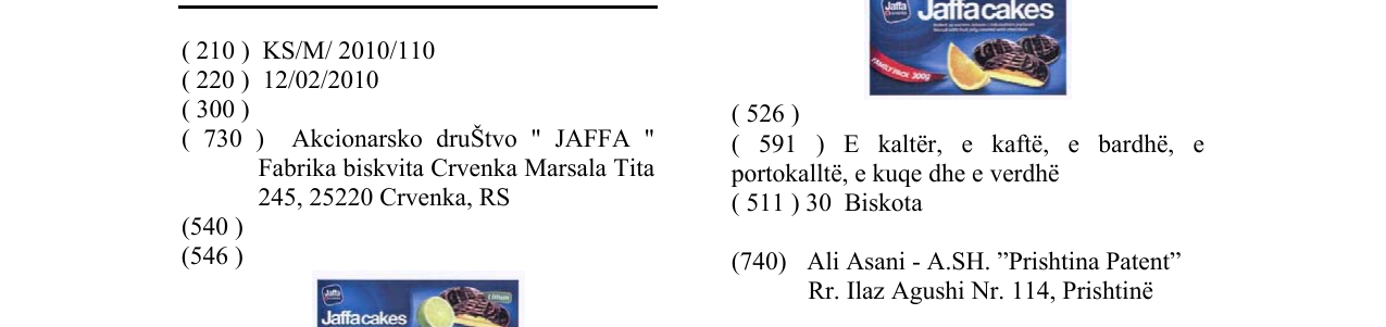 Zëri i markës Jaffacakes në buletin