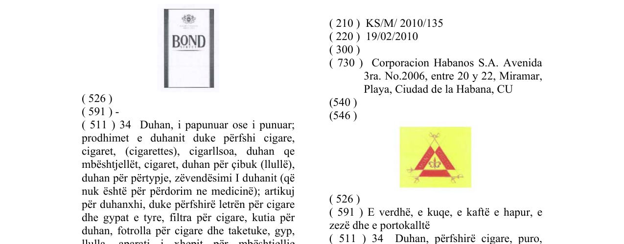 Zëri i markës MONTECRISTO në buletin