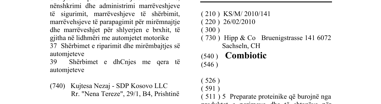 Zëri i markës Combiotic në buletin