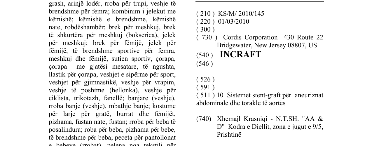 Zëri i markës INCRAFT në buletin