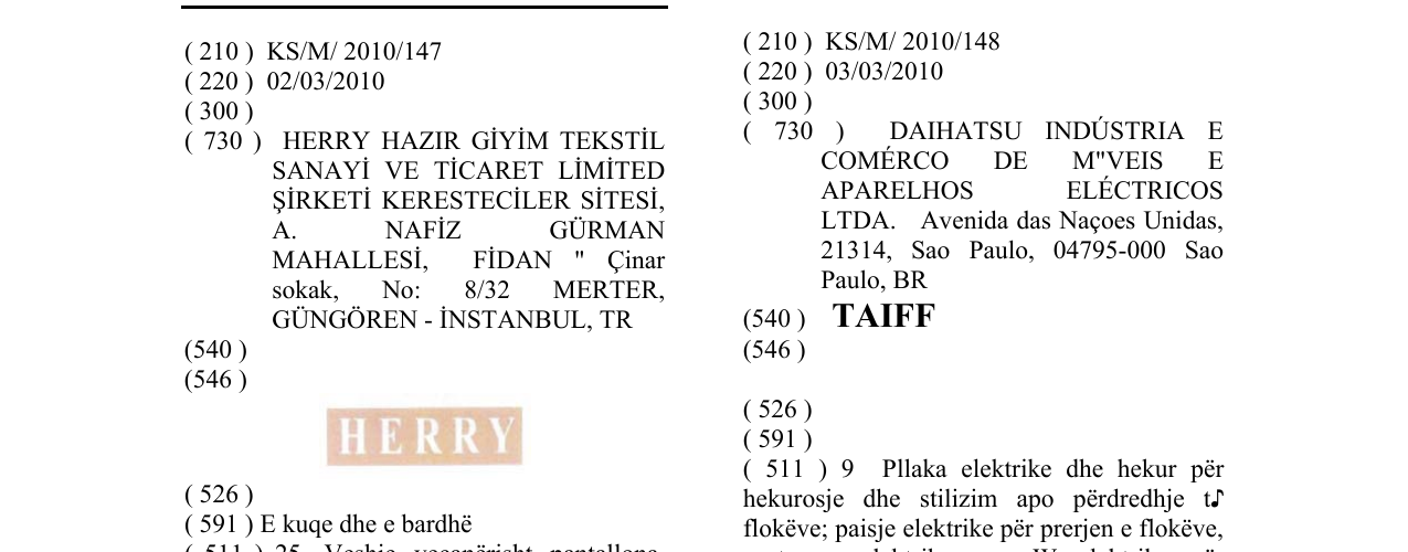 Zëri i markës HERRY në buletin