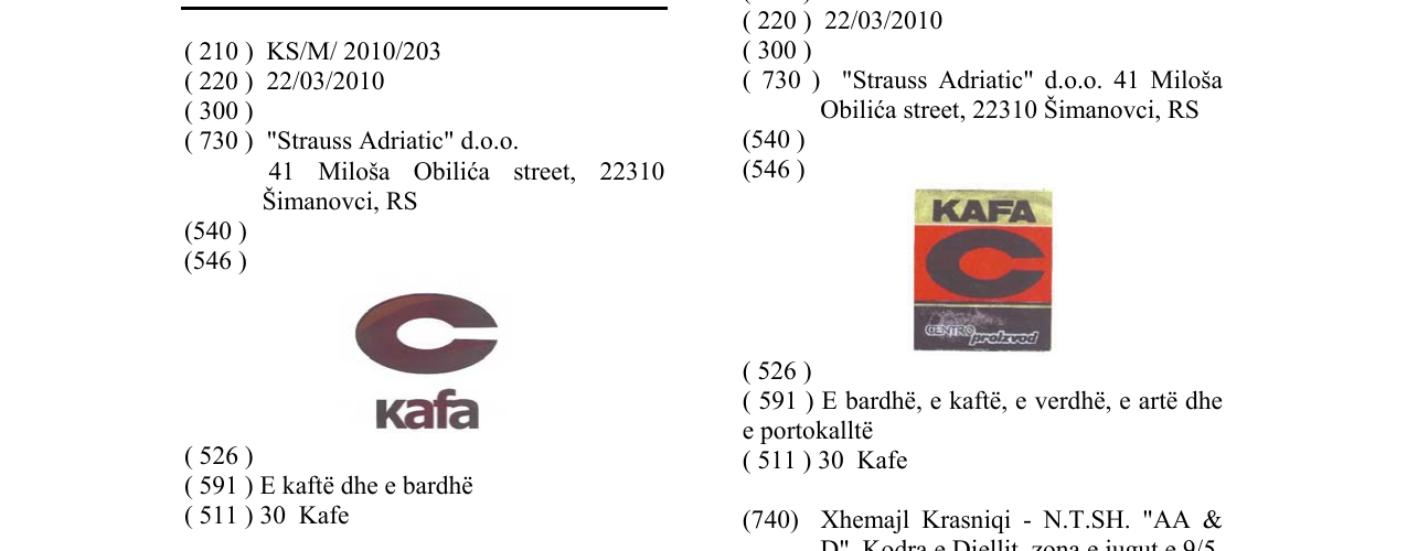 Zëri i markës Kafa në buletin