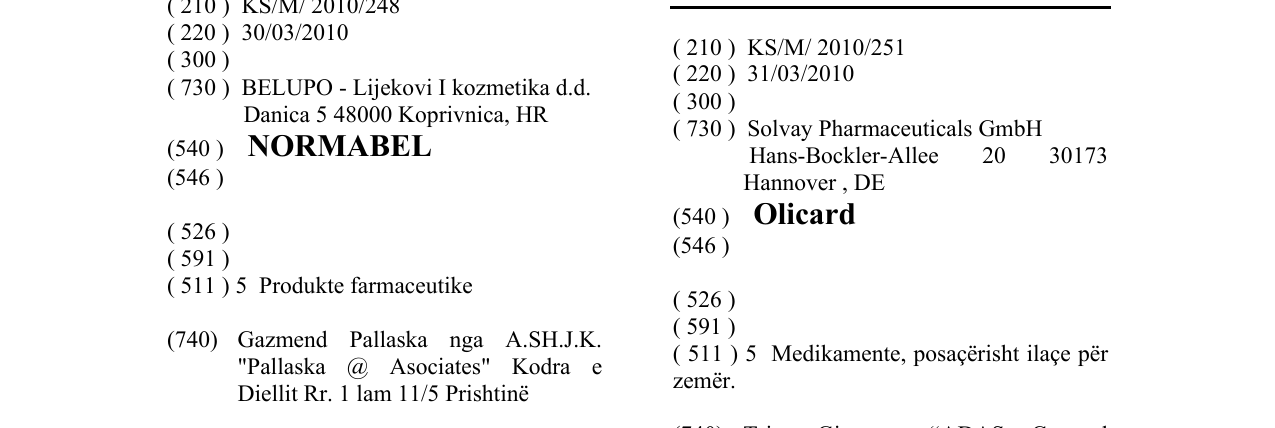Zëri i markës Olicard në buletin