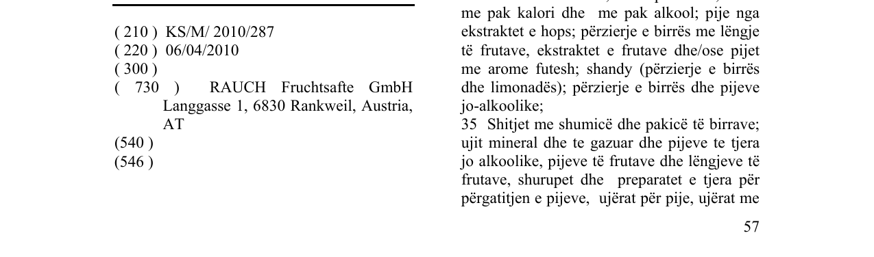 Zëri i markës Limessa në buletin
