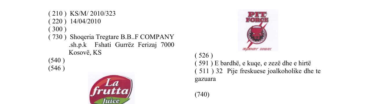 Zëri i markës La frutta Juice në buletin