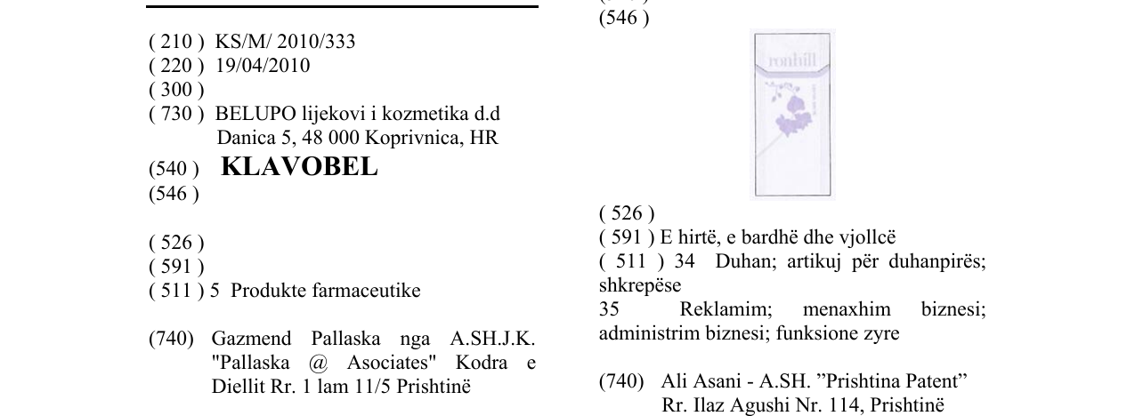 Zëri i markës KLAVOBEL në buletin