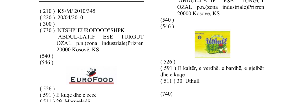 Zëri i markës EUROFOOD në buletin