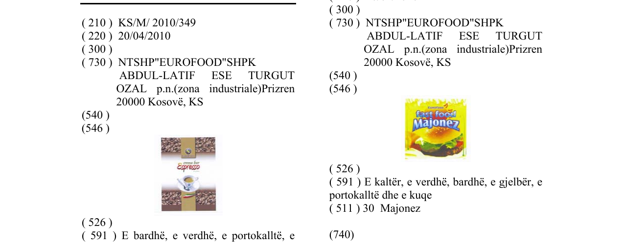 Zëri i markës Espresso në buletin