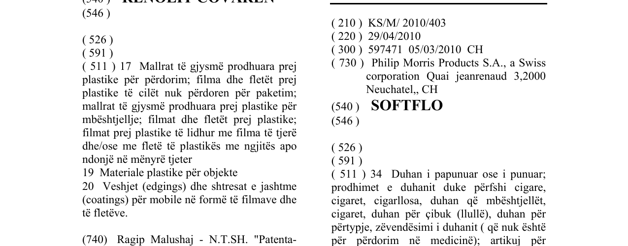 Zëri i markës SOFTFLO në buletin
