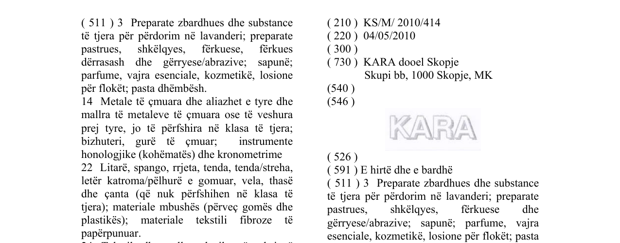 Zëri i markës KARA në buletin