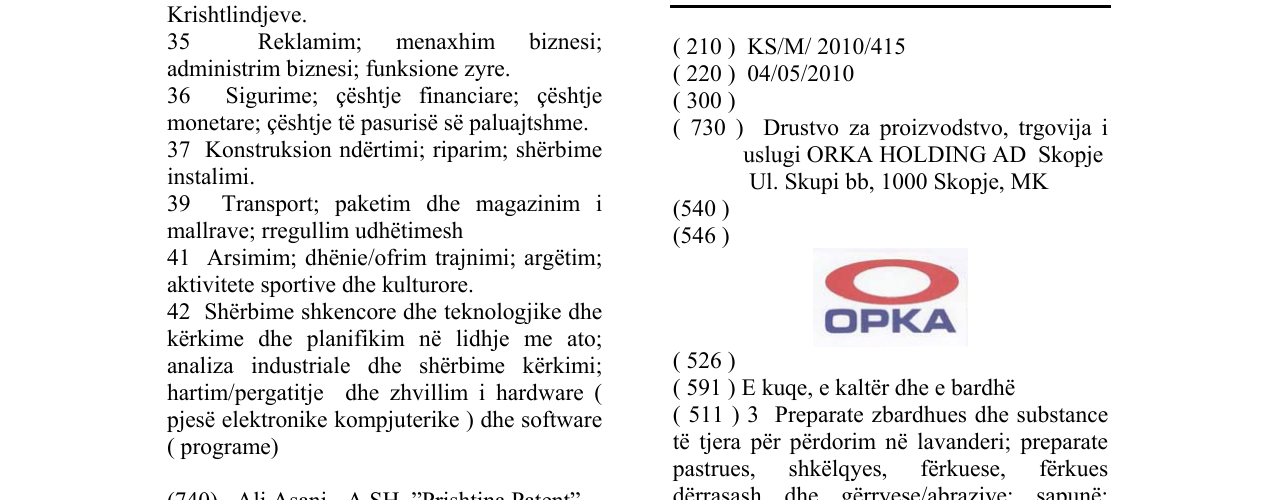 Zëri i markës OPKA në buletin