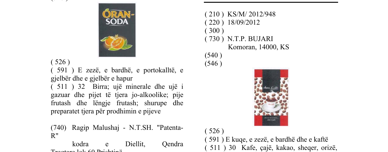 Zëri i markës Amo Caffe në buletin