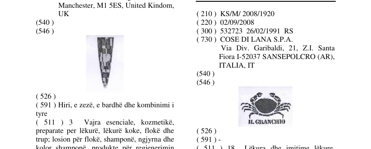 Zëri i markës IL GRANCHIO në buletin