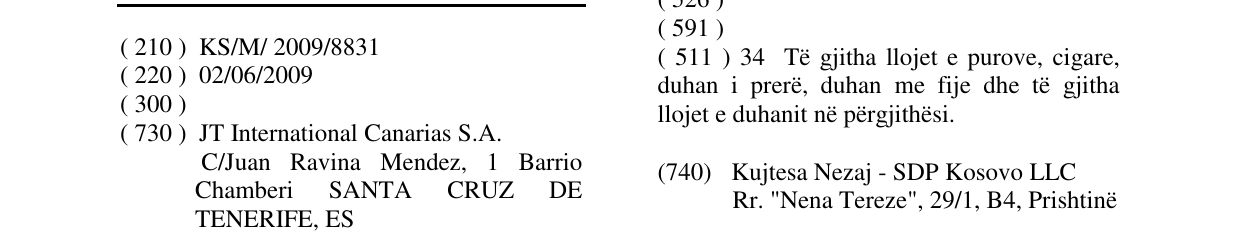Zëri i markës PALACE në buletin