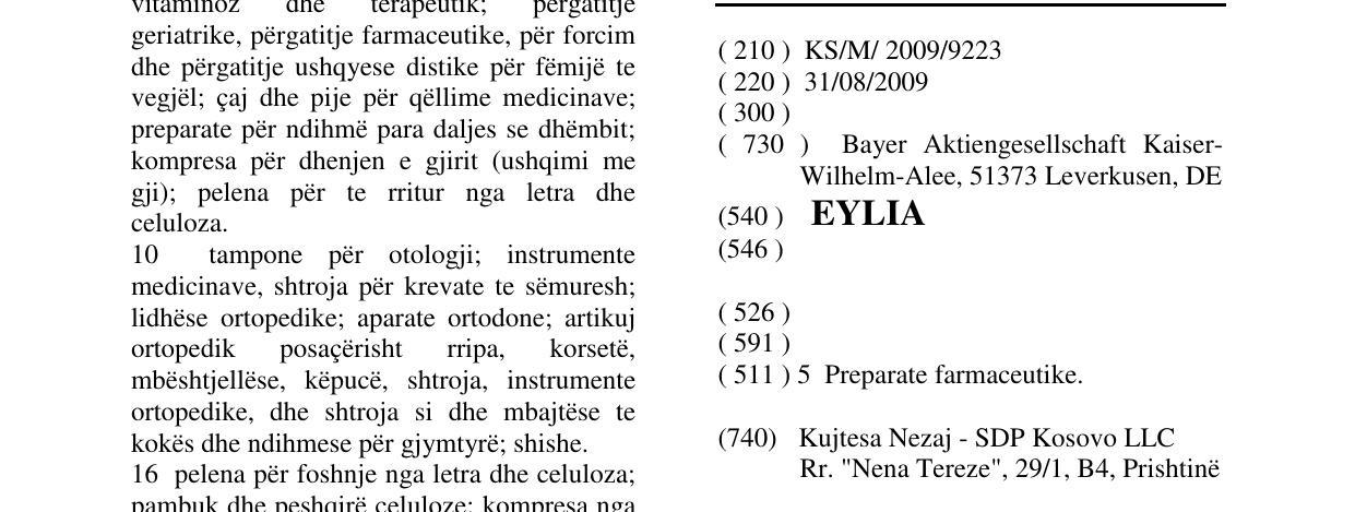 Zëri i markës EYLIA në buletin