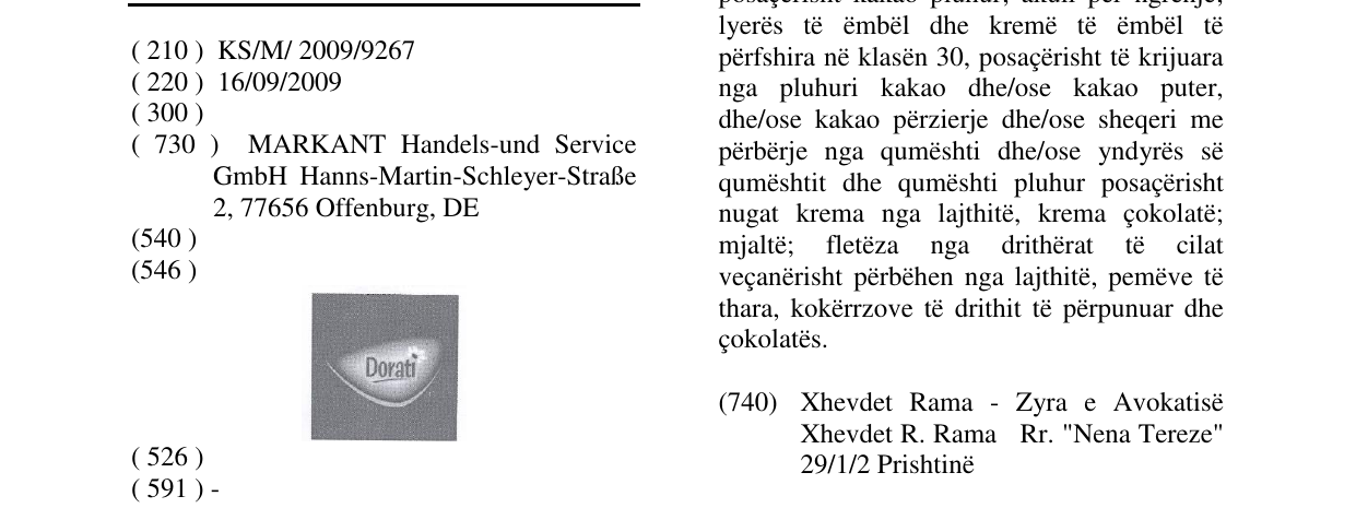 Zëri i markës Dorati në buletin
