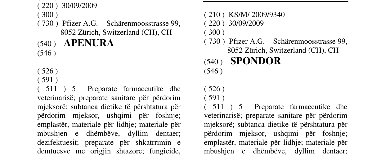 Zëri i markës SPONDOR në buletin