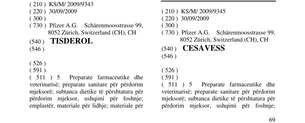 Zëri i markës CESAVESS në buletin