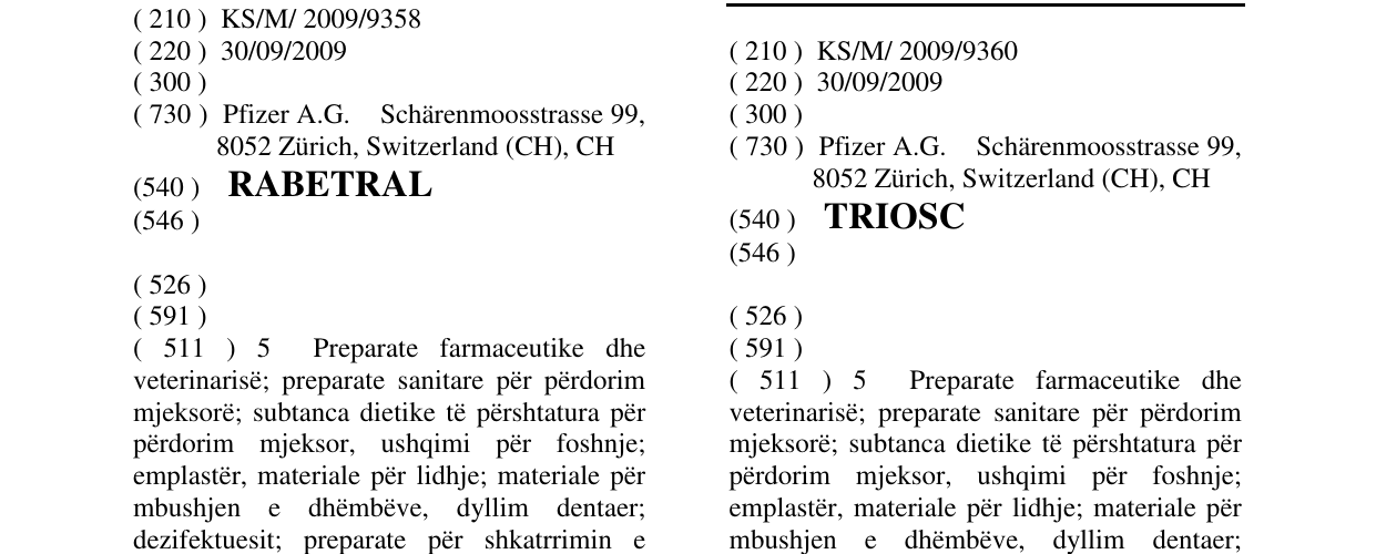 Zëri i markës TRIOSC në buletin