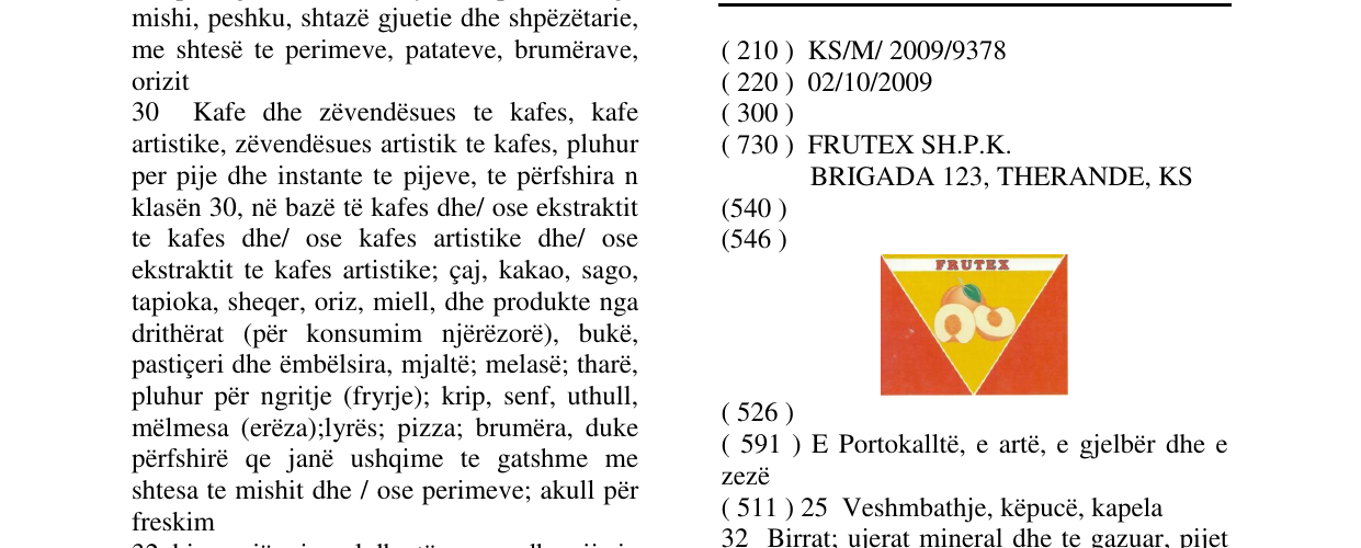 Zëri i markës FRUTEX në buletin
