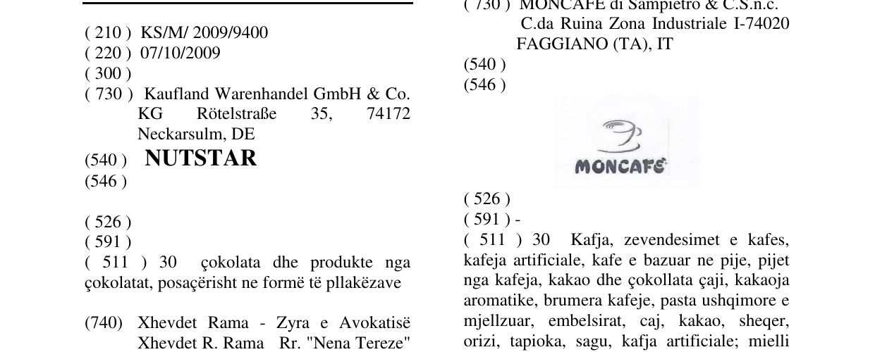 Zëri i markës NUTSTAR në buletin