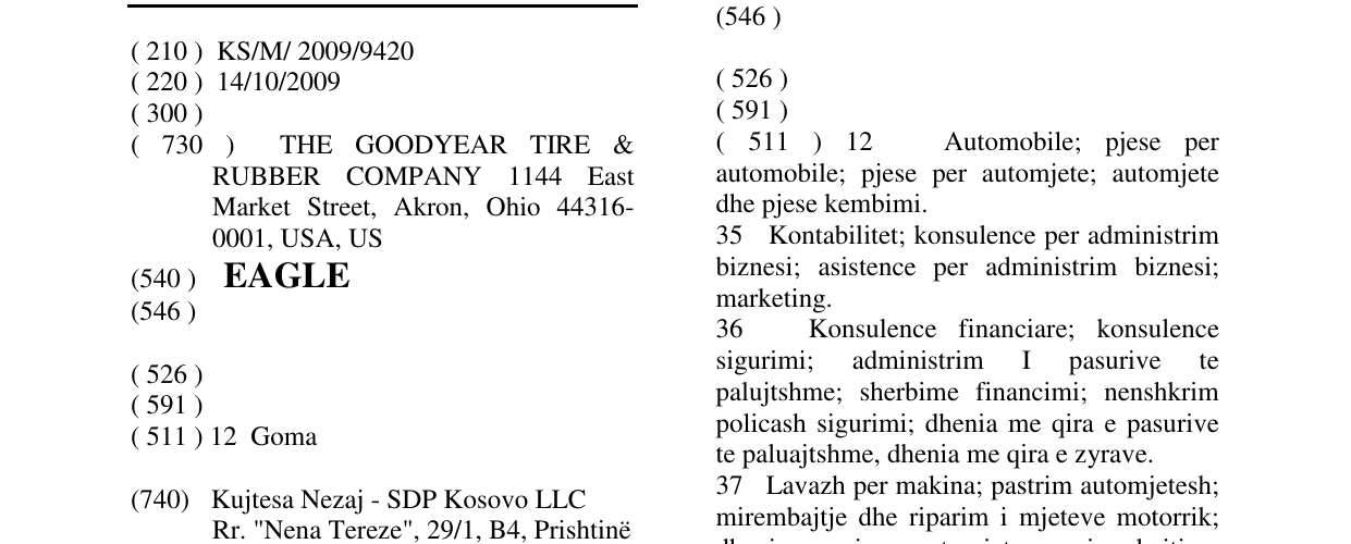 Zëri i markës EAGLE në buletin