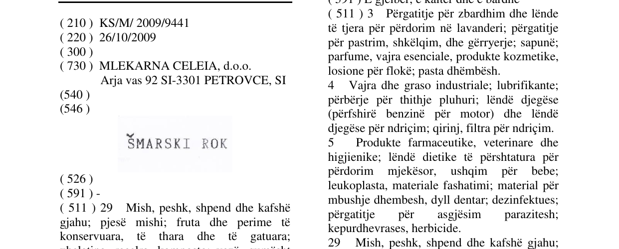 Zëri i markës ŠMARSKI ROK në buletin