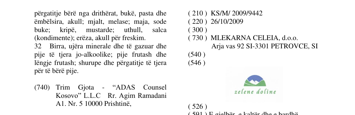 Zëri i markës zelene doline në buletin